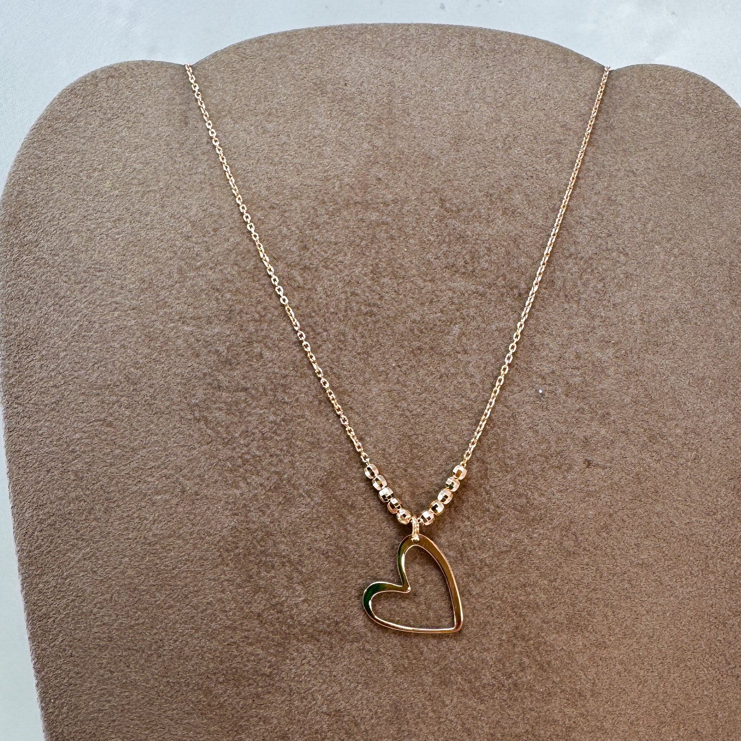 Collana catena grumette cm36 con pepite discoteca e cuore vuoto pendente - Lumiere Bijoux