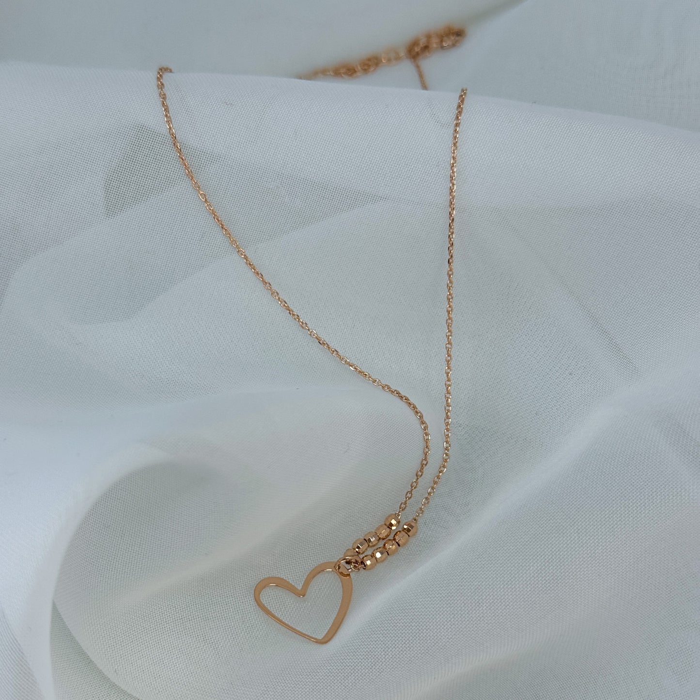 Collana catena grumette cm36 con pepite discoteca e cuore vuoto pendente - Lumiere Bijoux