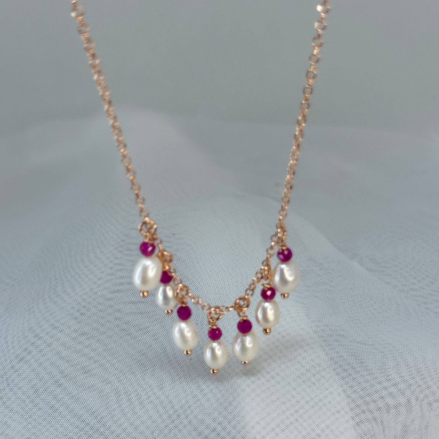 Collana cristalli rosario alternata da perle tonde cm33 - Lumiere Bijoux