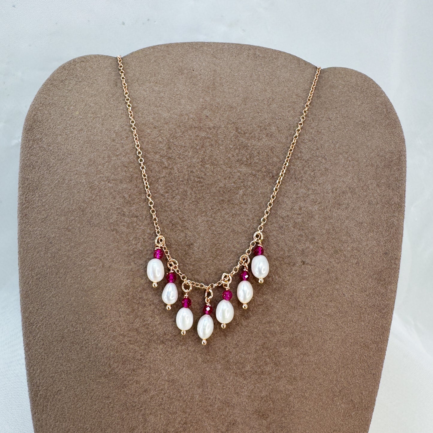 Collana cristalli rosario alternata da perle tonde cm33 - Lumiere Bijoux