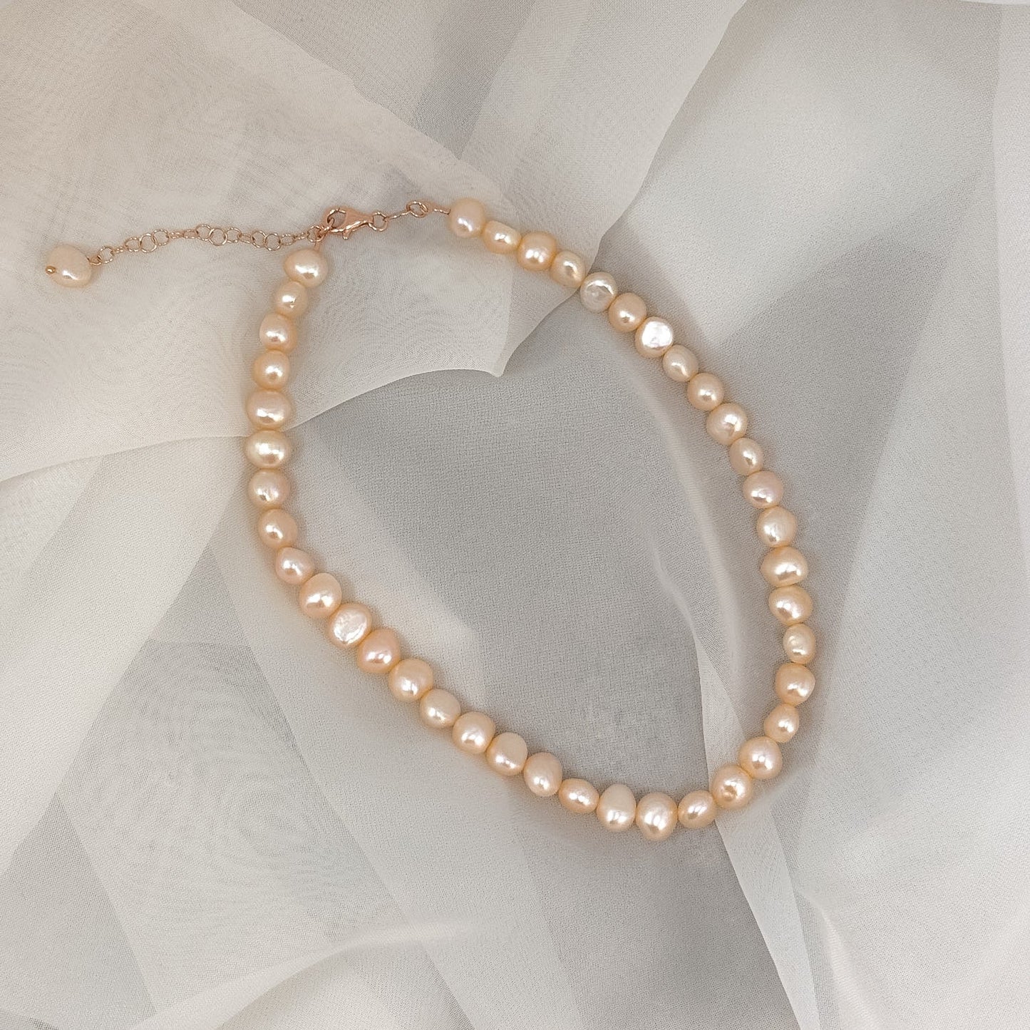 Collana perle sassetto rosa cm 36 - Lumiere Bijoux