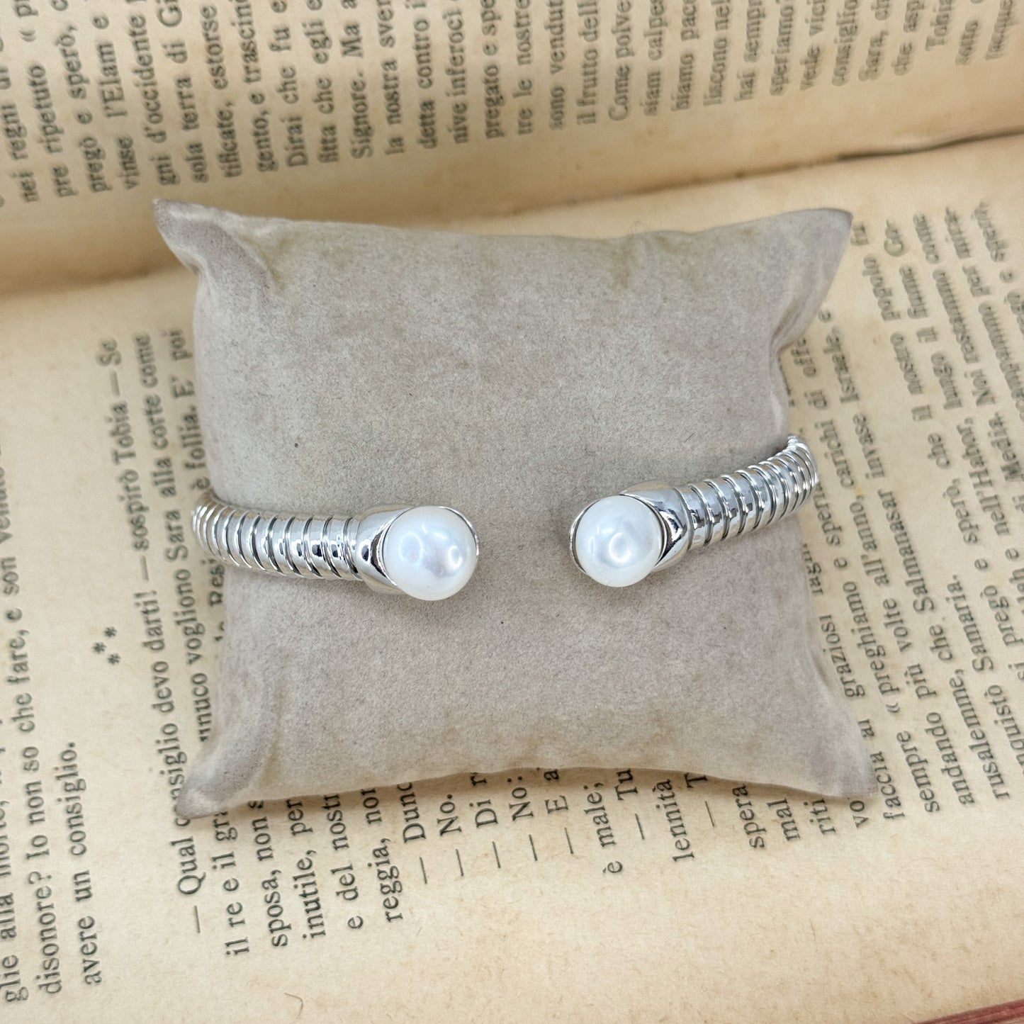 Bracciale contrarie serpentina con perle tonde finali - Lumiere Bijoux