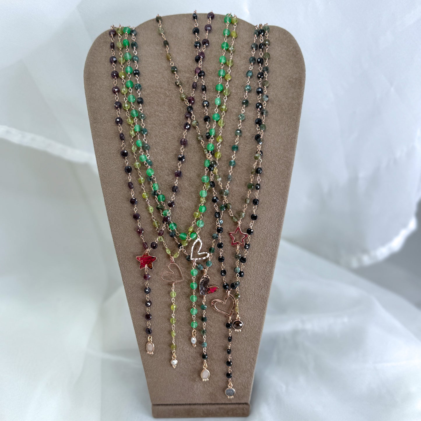 Collana Cristalli multicolore con soggetto in argento rosé e pietra Parigi - 45cm - Lumiere Bijoux