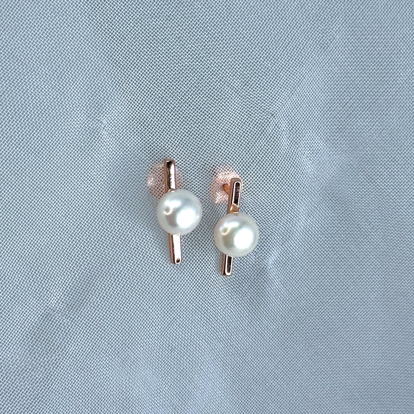 Coppia orecchini barretta e perla in argento 925 - Lumiere Bijoux