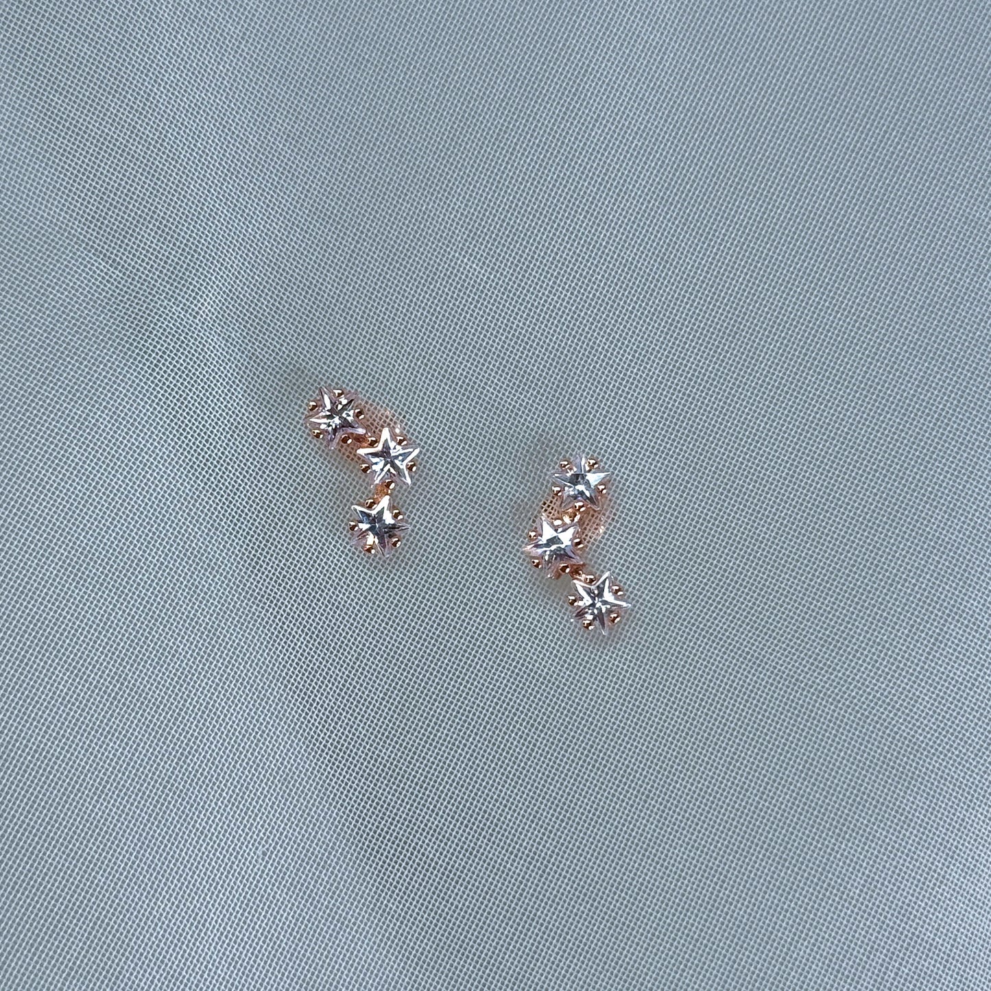 Coppia orecchini tris stelle zirconi argento rosé - Lumiere Bijoux