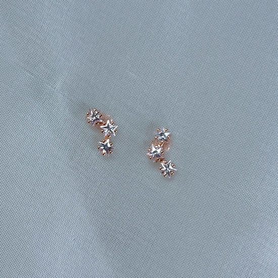 Coppia orecchini tris stelle zirconi argento rosé - Lumiere Bijoux