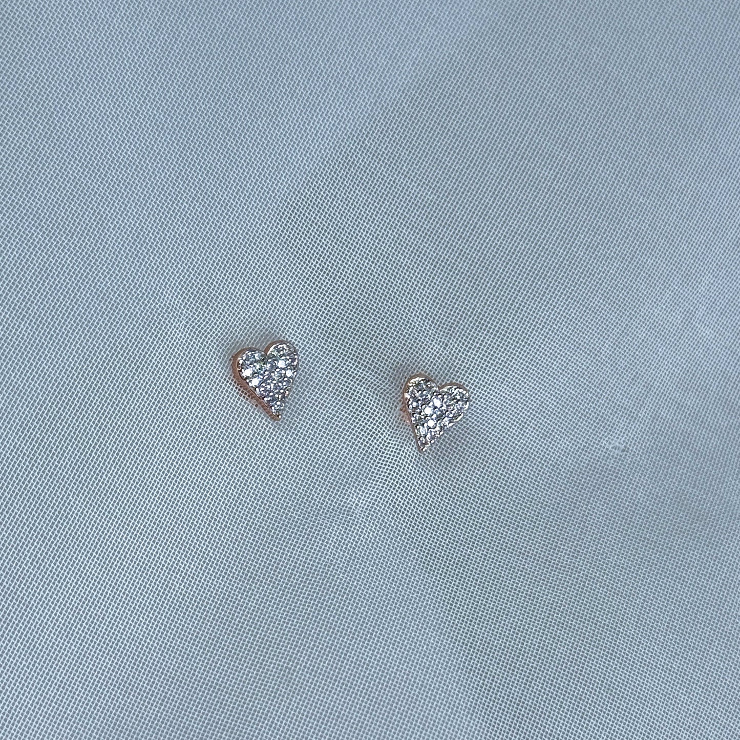 Coppia orecchini cuore zirconi bianchi argento rosé - Lumiere Bijoux