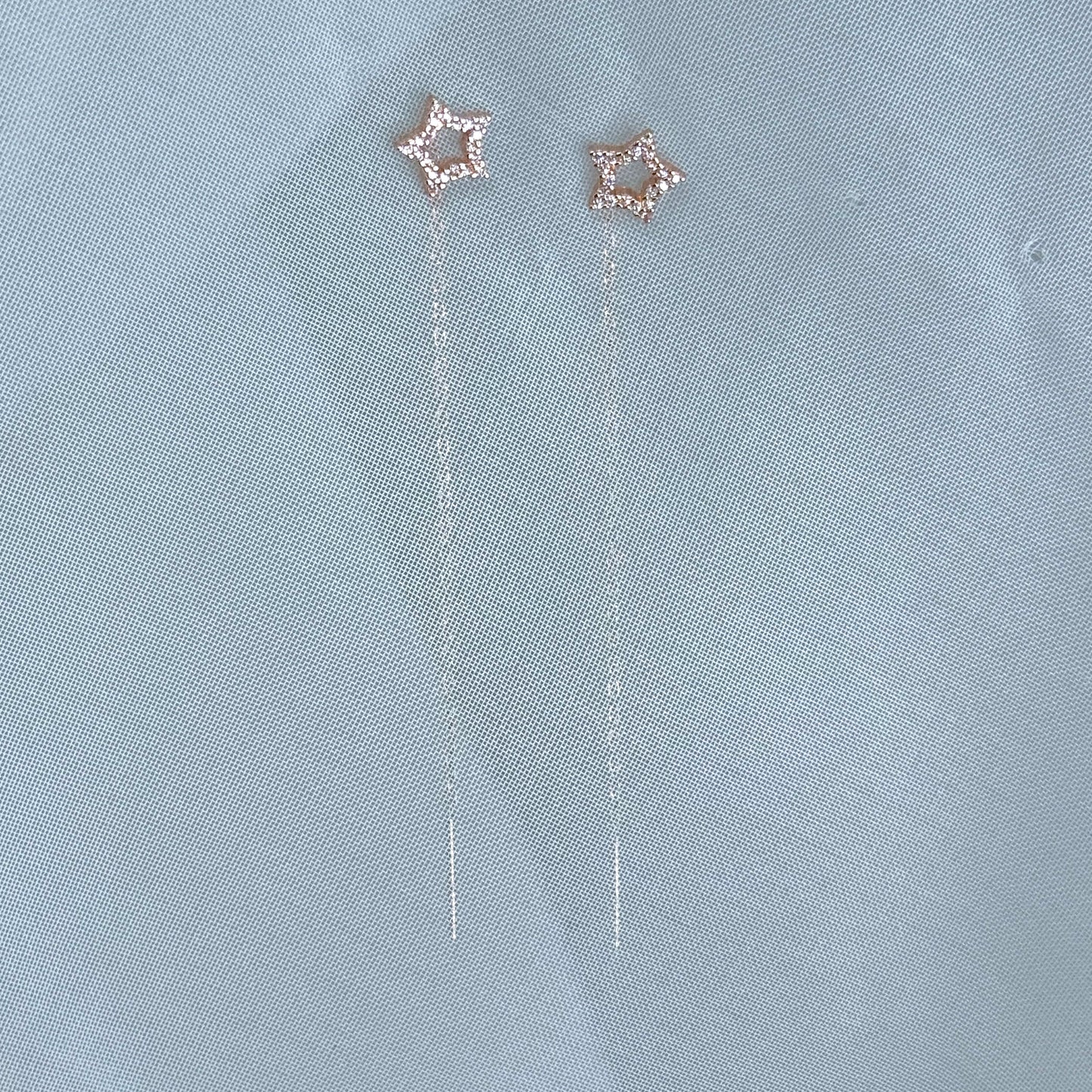 Coppia orecchini catenella stella vuota zirconi argento rosé - Lumiere Bijoux