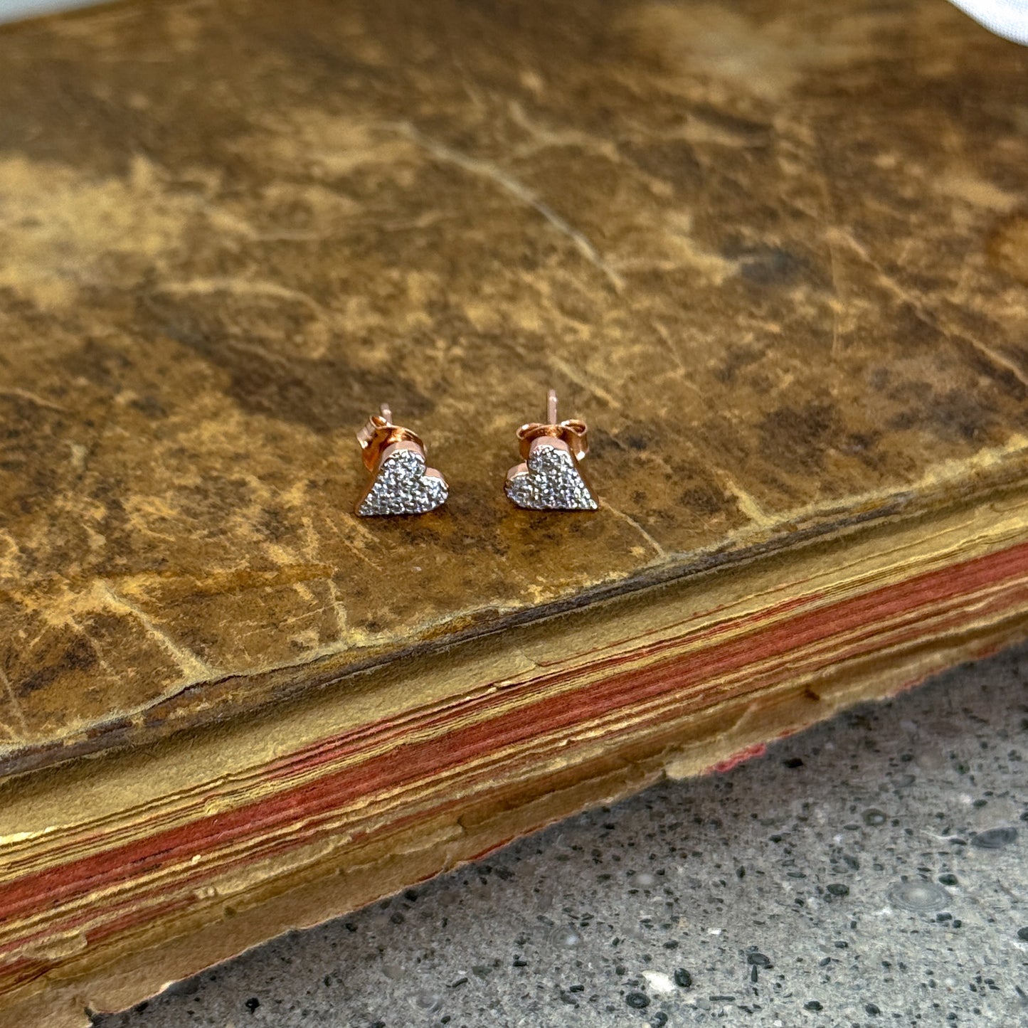 Coppia orecchini cuore zirconi bianchi argento rosé - Lumiere Bijoux