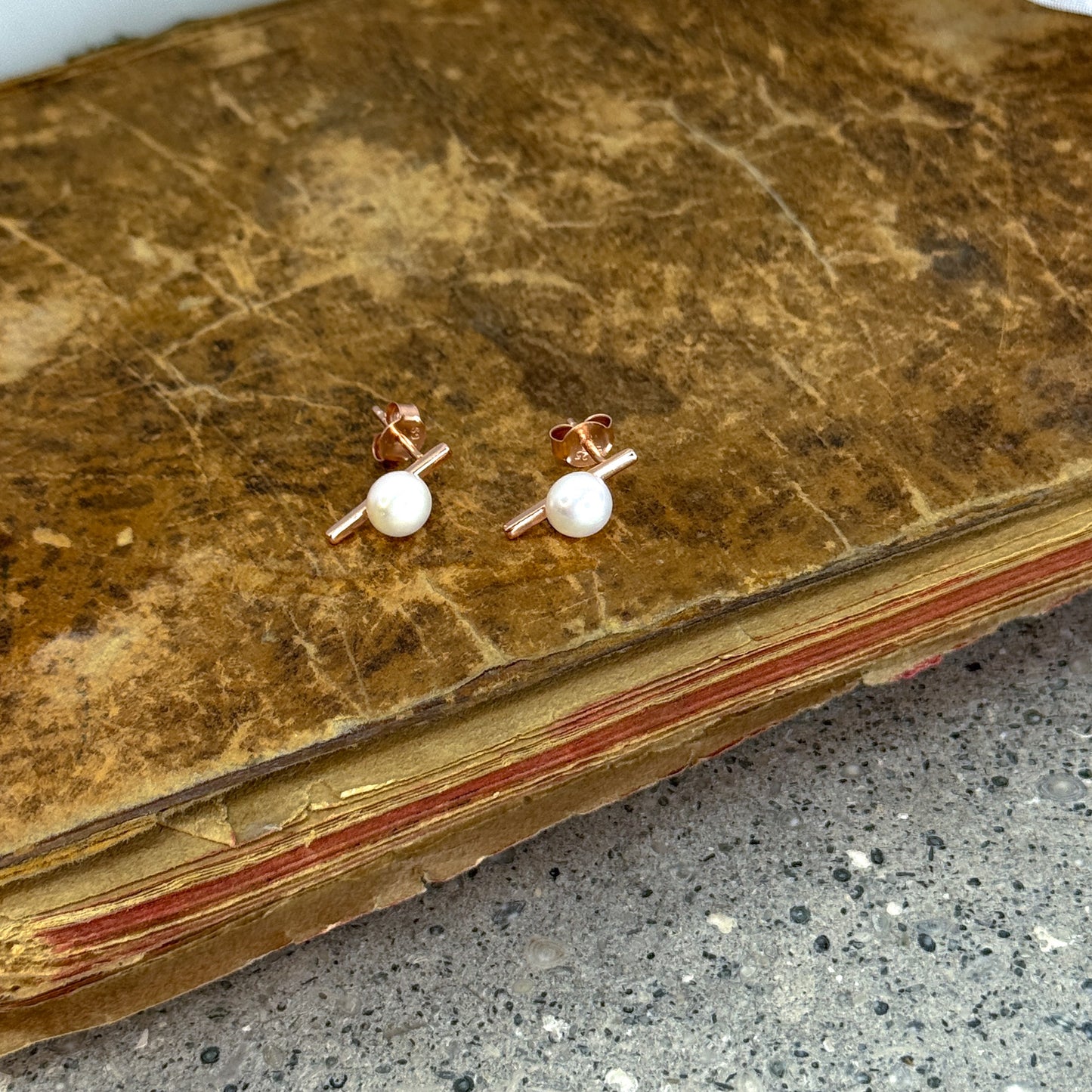 Coppia orecchini barretta e perla in argento 925 - Lumiere Bijoux