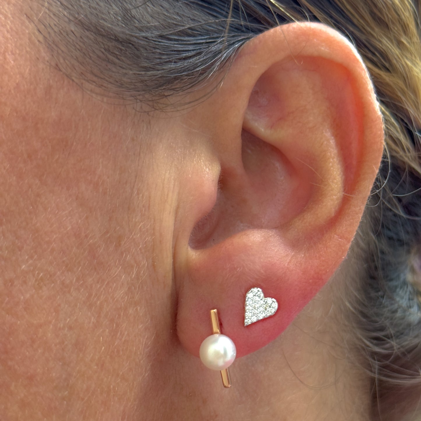 Coppia orecchini barretta e perla in argento 925 - Lumiere Bijoux