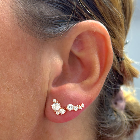 Coppia orecchini a lobo con 4 zirconi multiforme - Lumiere Bijoux