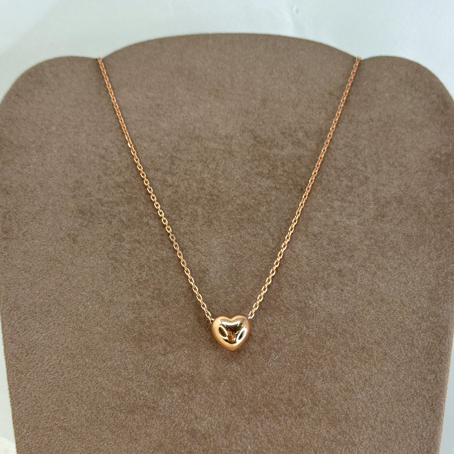 Collana catena rolò cm 38 con cuore bombato da 0.8 cm - Lumiere Bijoux