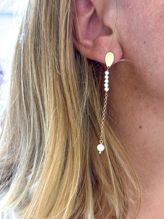 Coppia orecchini pendenti con goccia rosé e perle - Lumiere Bijoux