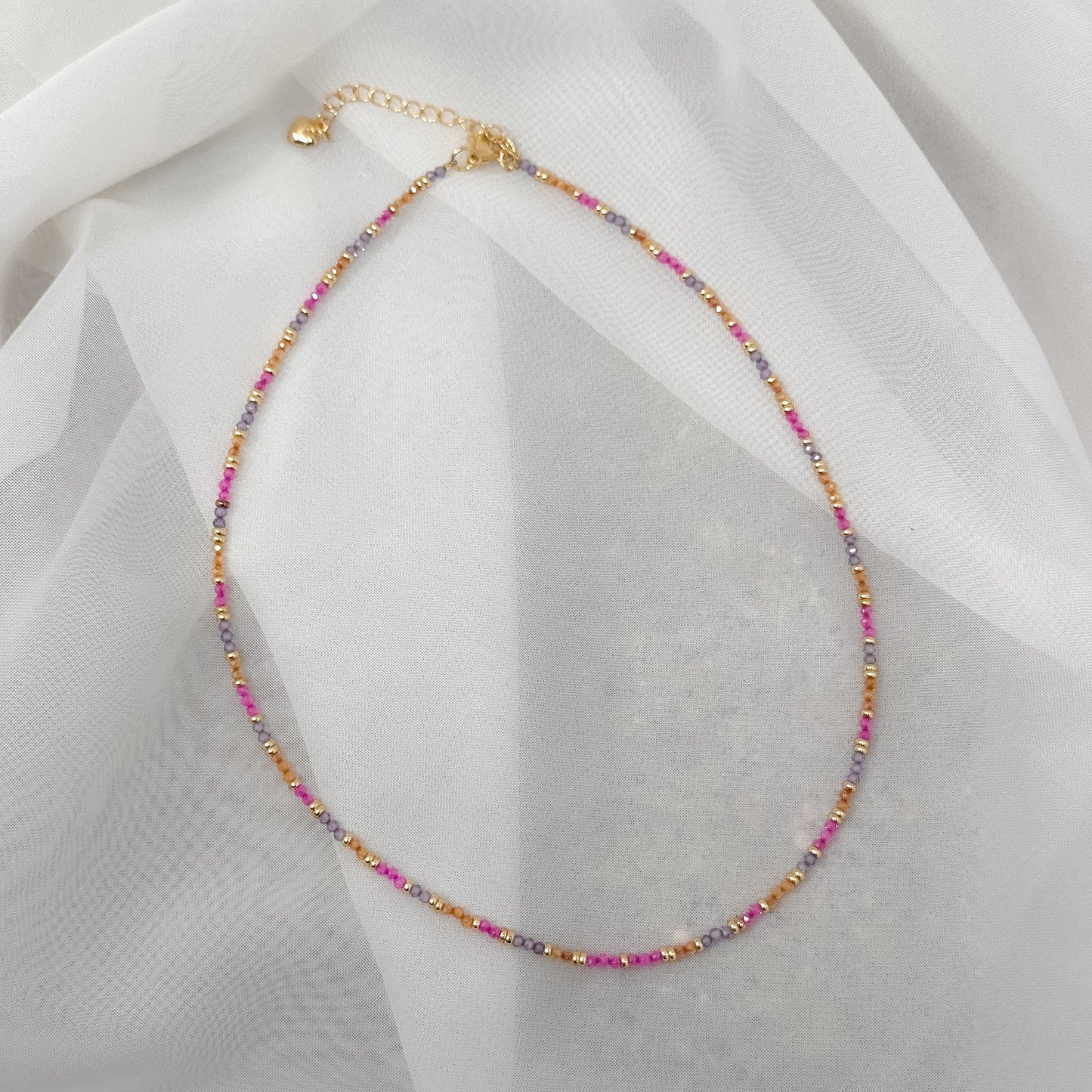 Collana cristalli multicolore chiusura in ottone cm 38 - Lumiere Bijoux
