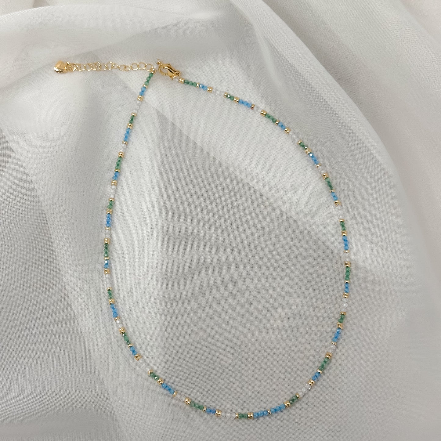 Collana cristalli multicolore chiusura in ottone cm 38 - Lumiere Bijoux