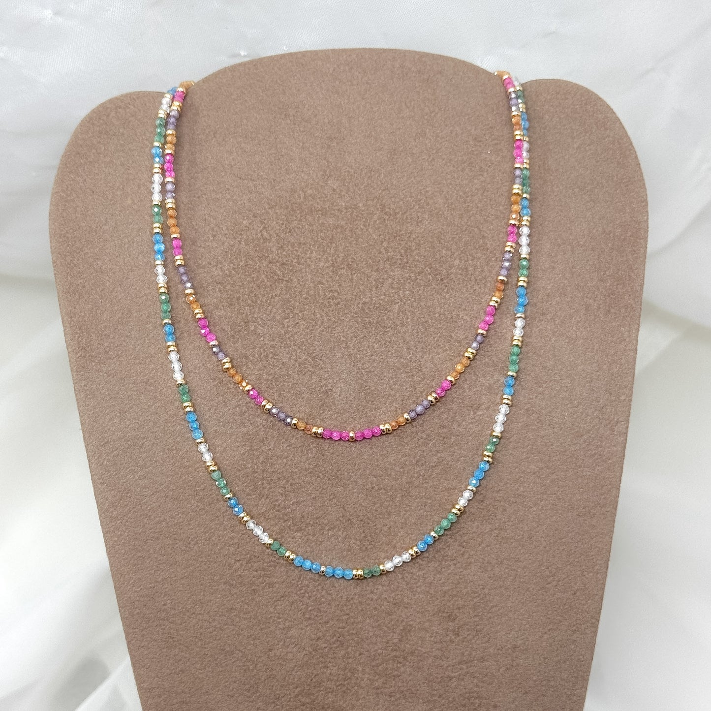 Collana cristalli multicolore chiusura in ottone cm 38 - Lumiere Bijoux