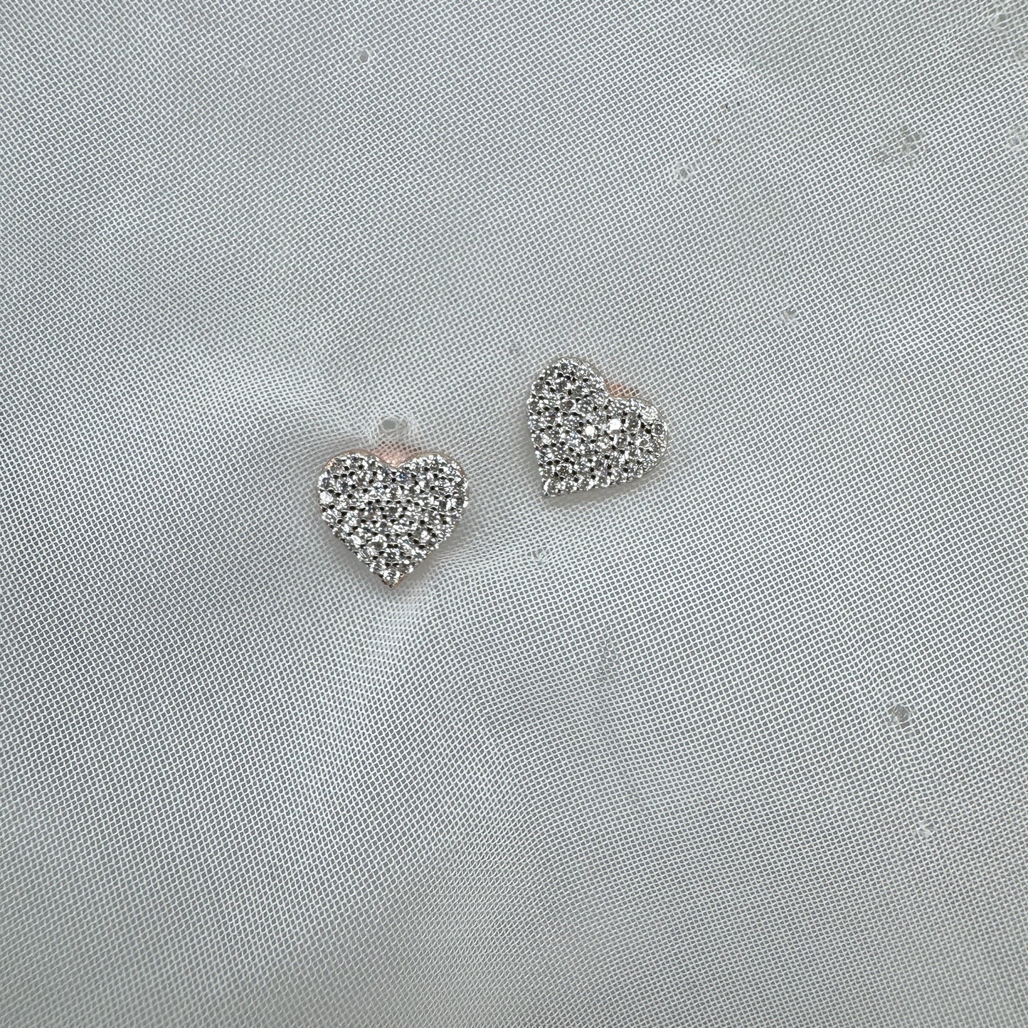 Coppia orecchini lobo cuore zirconi da 0.8cm - Lumiere Bijoux