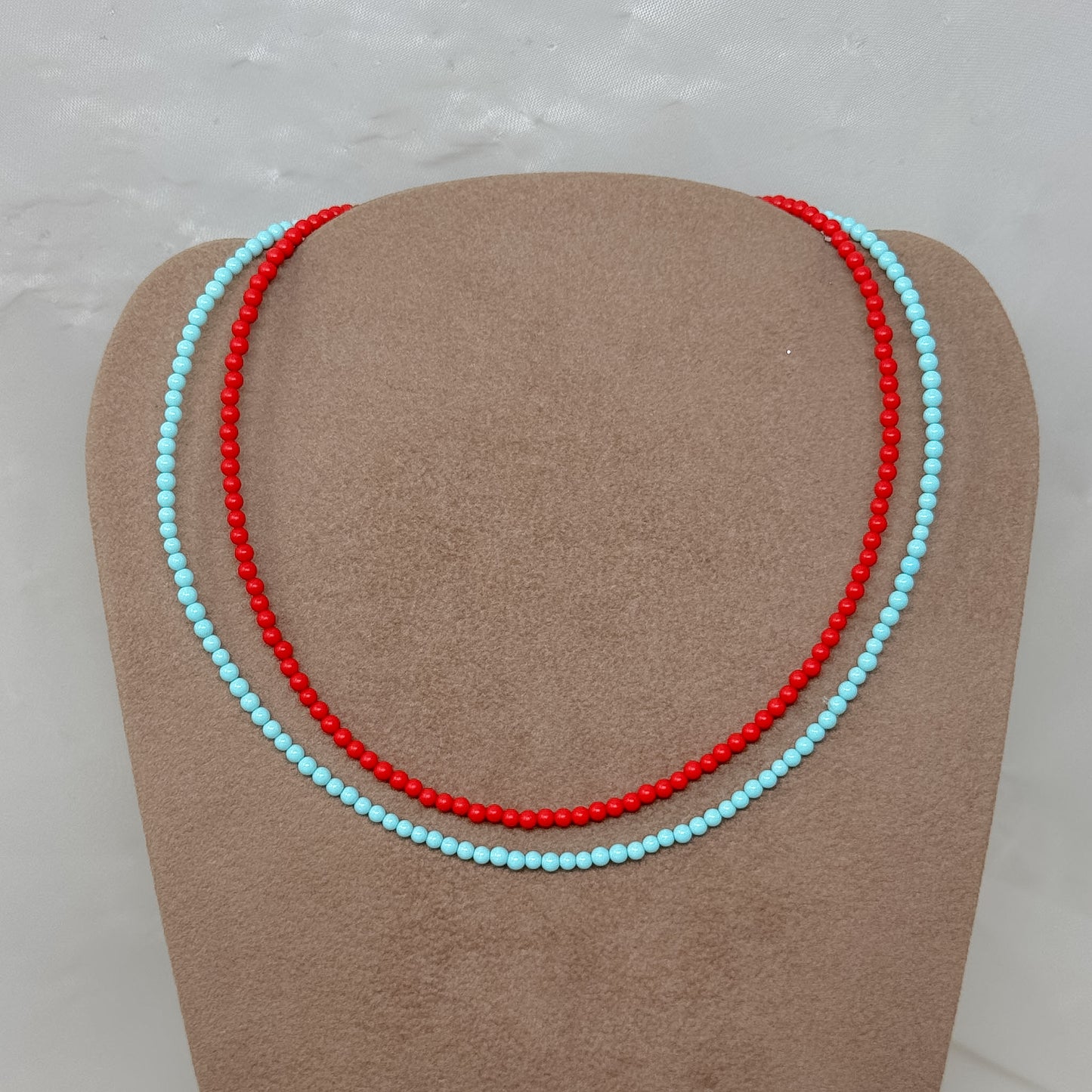 Collana Choker Corallo Rosso Naturale o turchese 36cm base argento rosé - Lumiere Bijoux