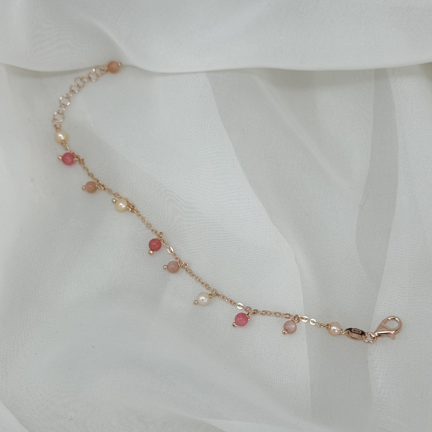 Bracciale cascata di perle e pietre pendenti - Floreali - Lumiere Bijoux