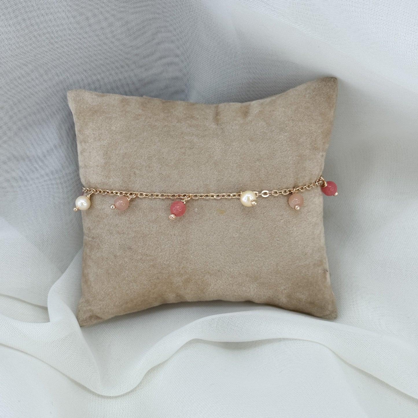 Bracciale cascata di perle e pietre pendenti - Floreali - Lumiere Bijoux