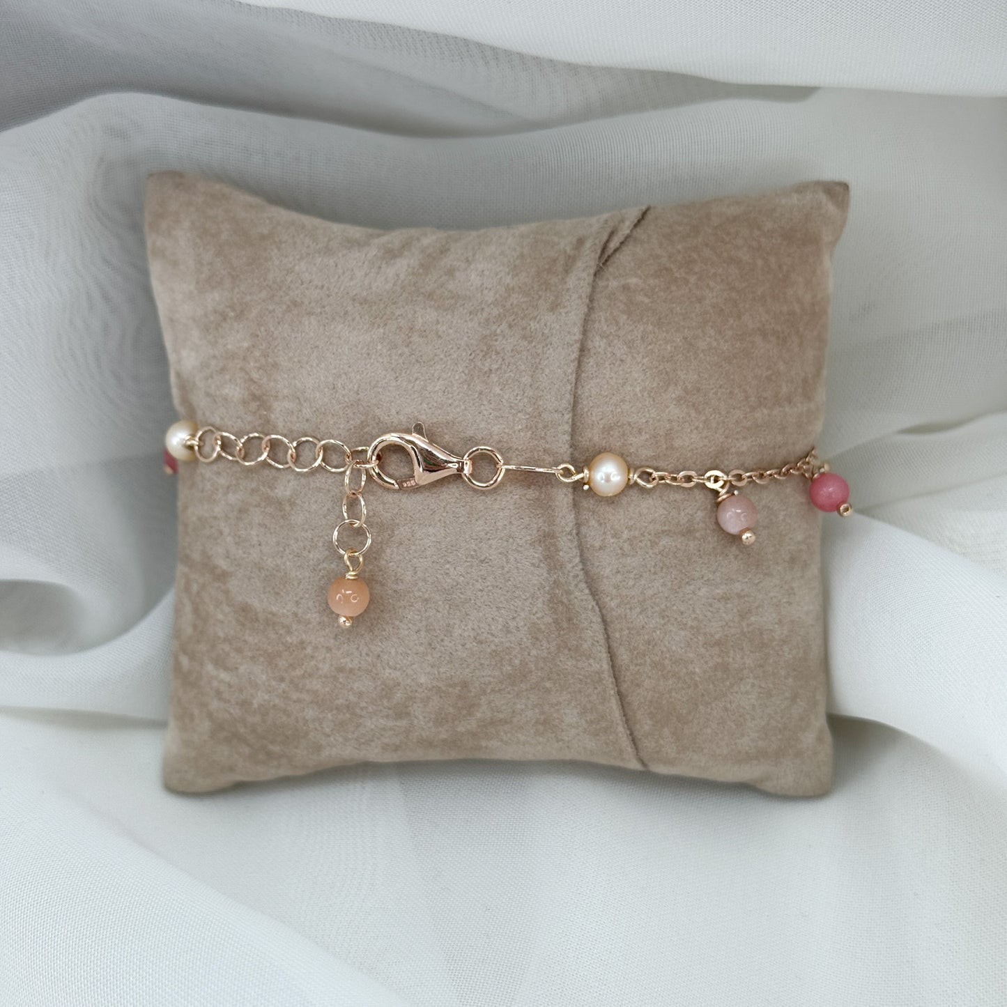 Bracciale cascata di perle e pietre pendenti - Floreali - Lumiere Bijoux