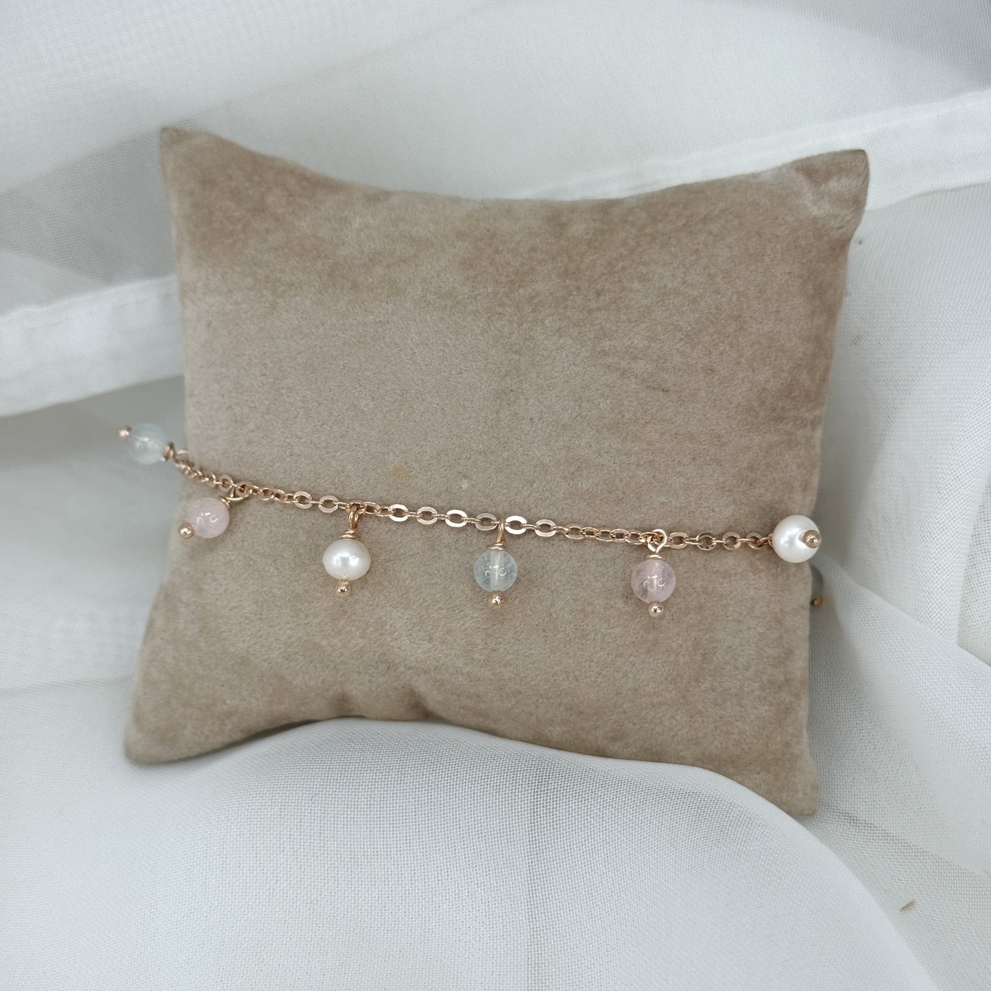 Bracciale cascata di perle e pietre pendenti - Floreali - Lumiere Bijoux