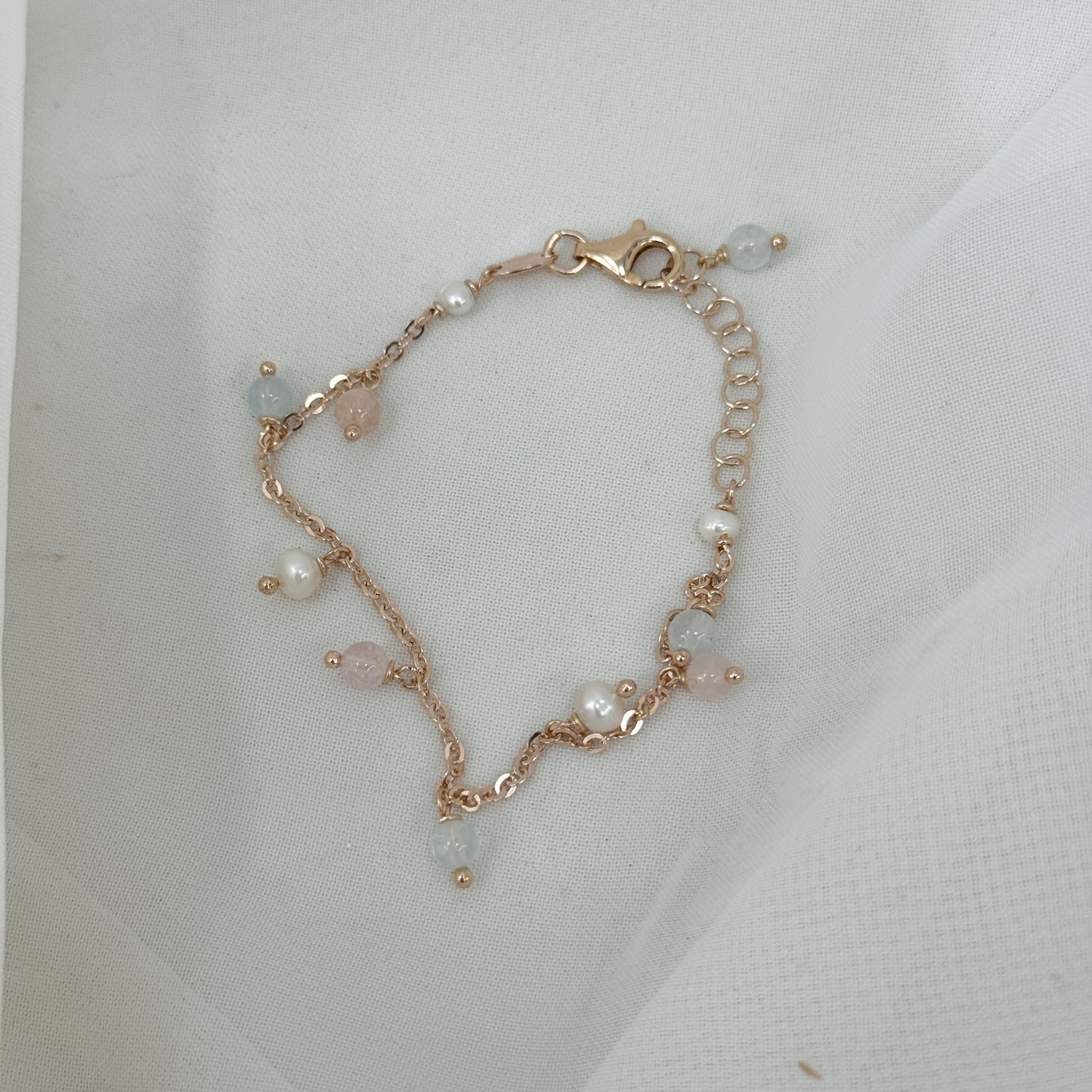 Bracciale cascata di perle e pietre pendenti - Floreali - Lumiere Bijoux