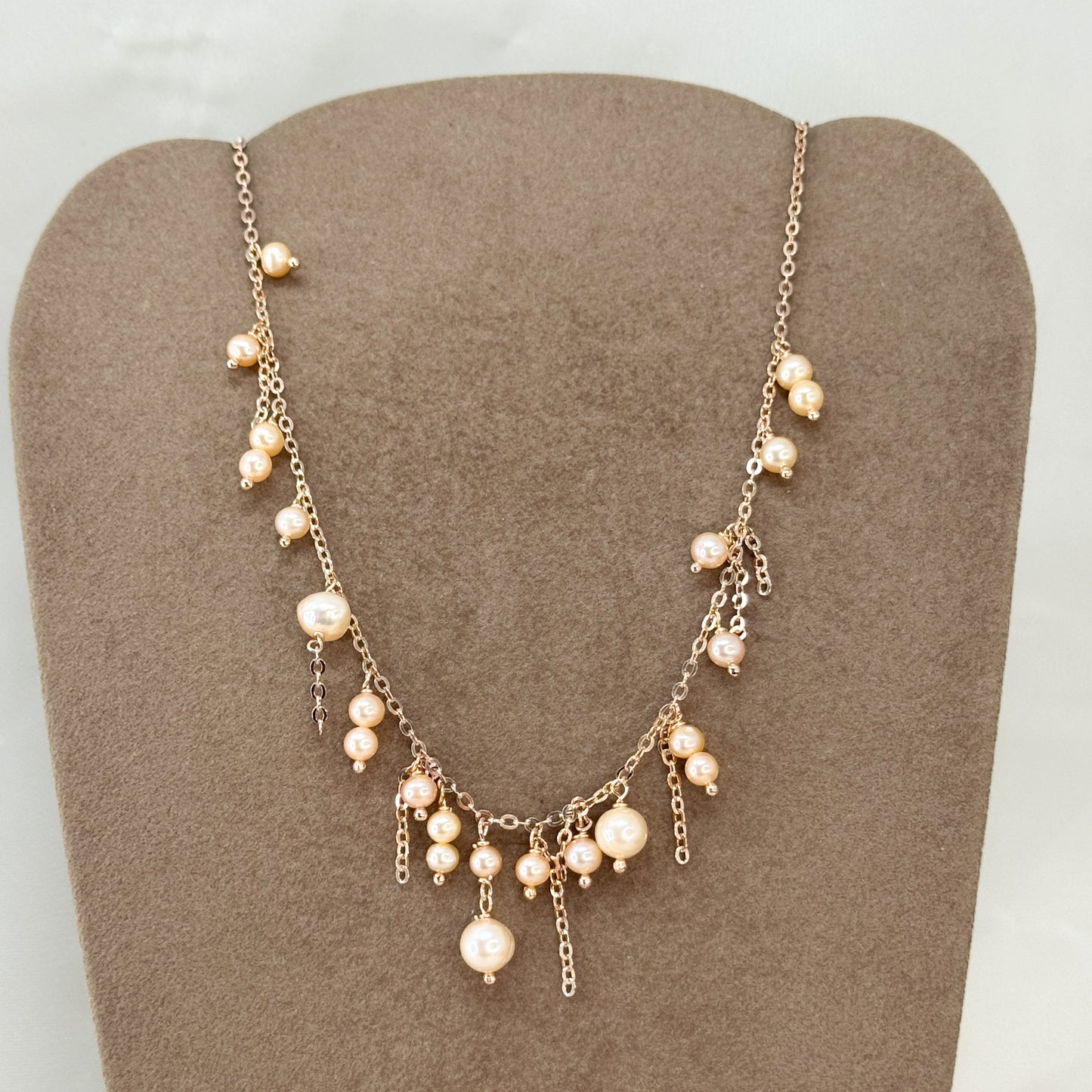 Collana cm 35 cascata di perle rosa o bianche - Floreali - Lumiere Bijoux