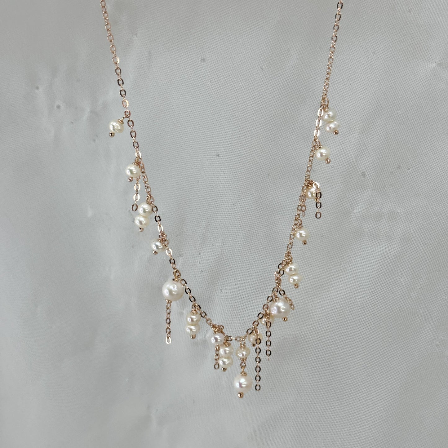 Collana cm 35 cascata di perle rosa o bianche - Floreali - Lumiere Bijoux