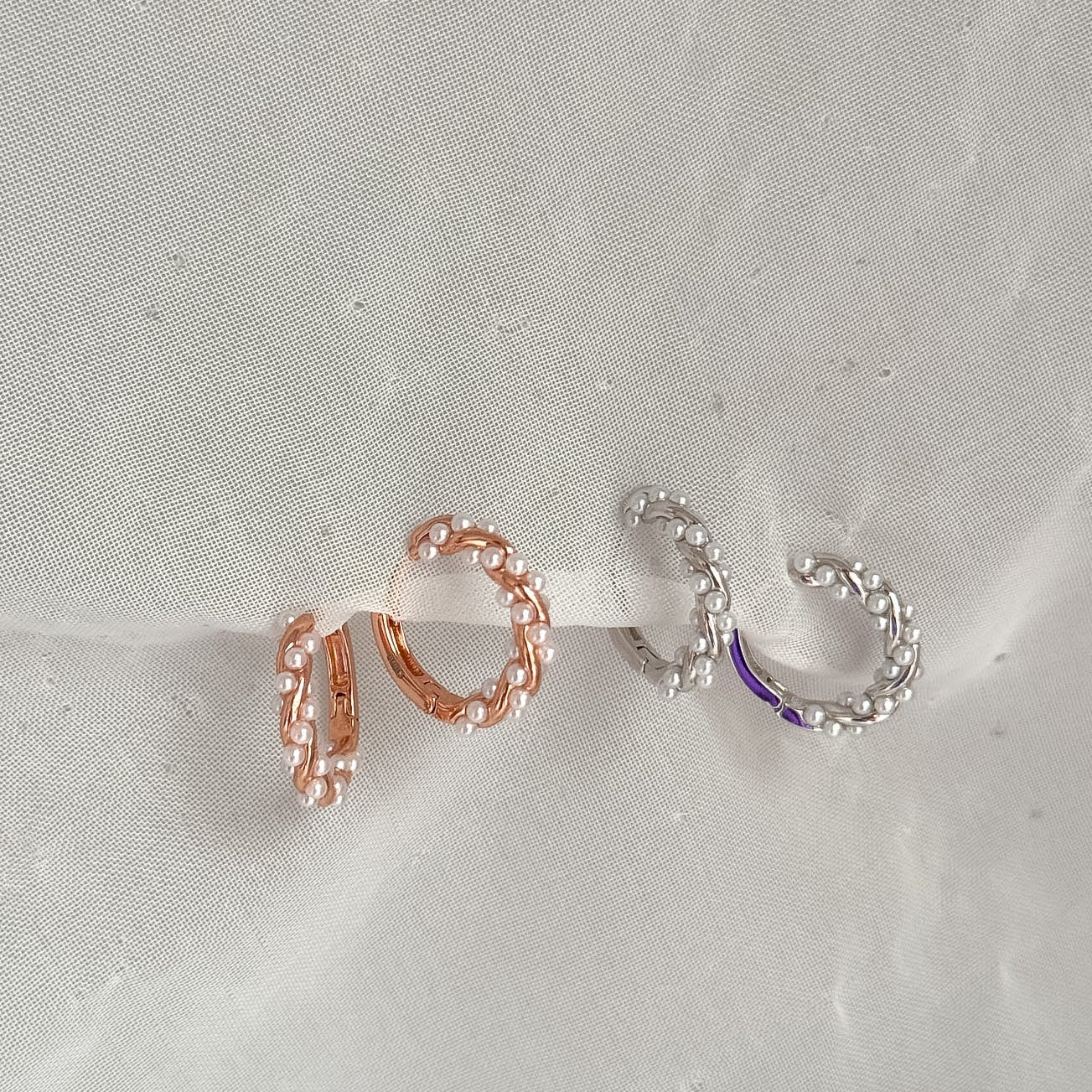 Coppia orecchini cerchietto torchion con microperle - Lumiere Bijoux