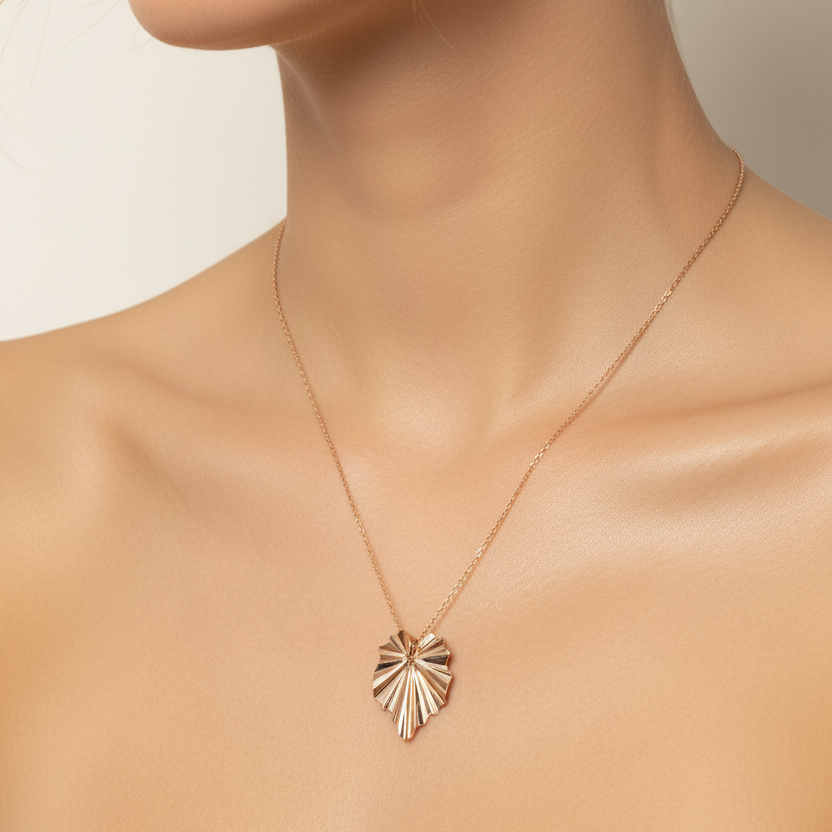 Collana catena rolò cm 40 con cuore ventaglio - pezzo unico - Lumiere Bijoux