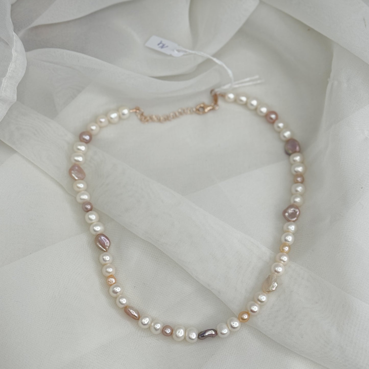 Collana di perle rosa bianche e lilla - Pezzo Unico 14 - Lumiere Bijoux