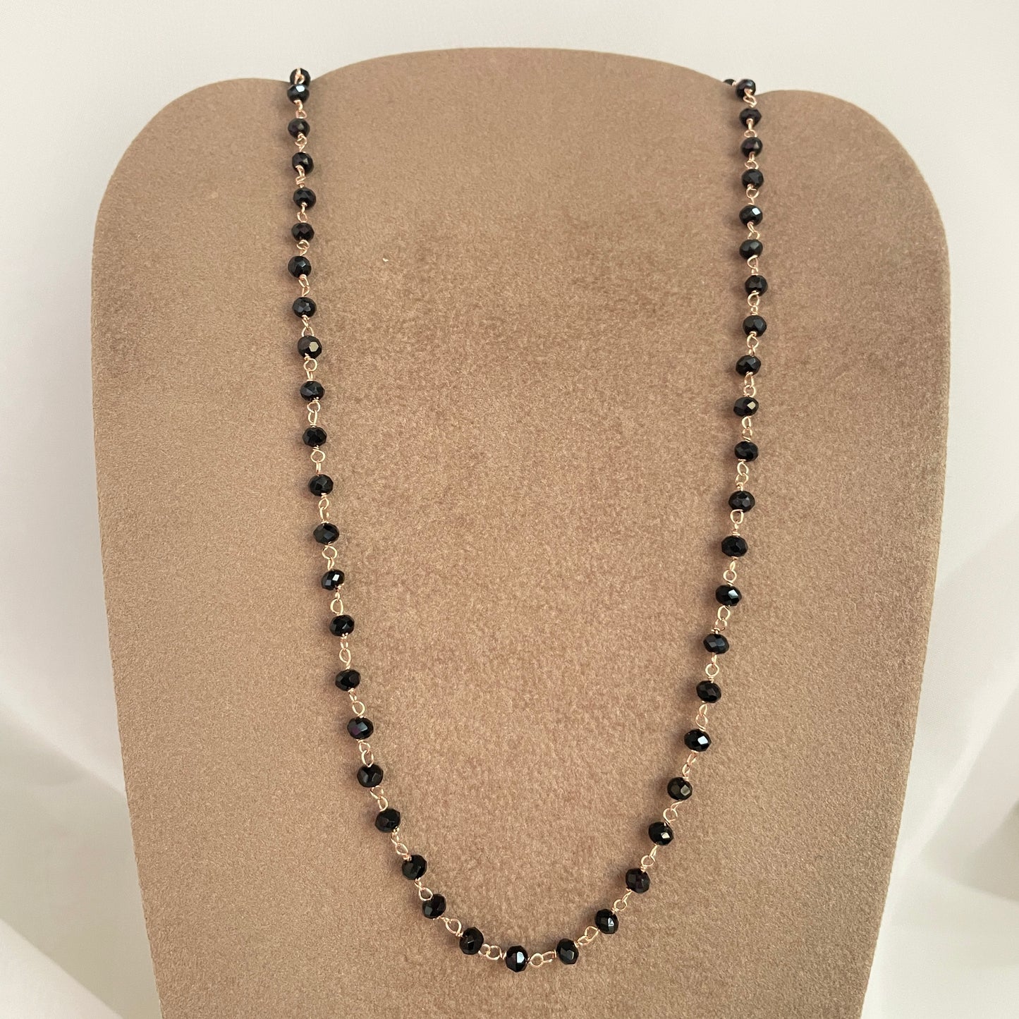 Collana cristalli neri rosè cm 40 - Lumiere Bijoux