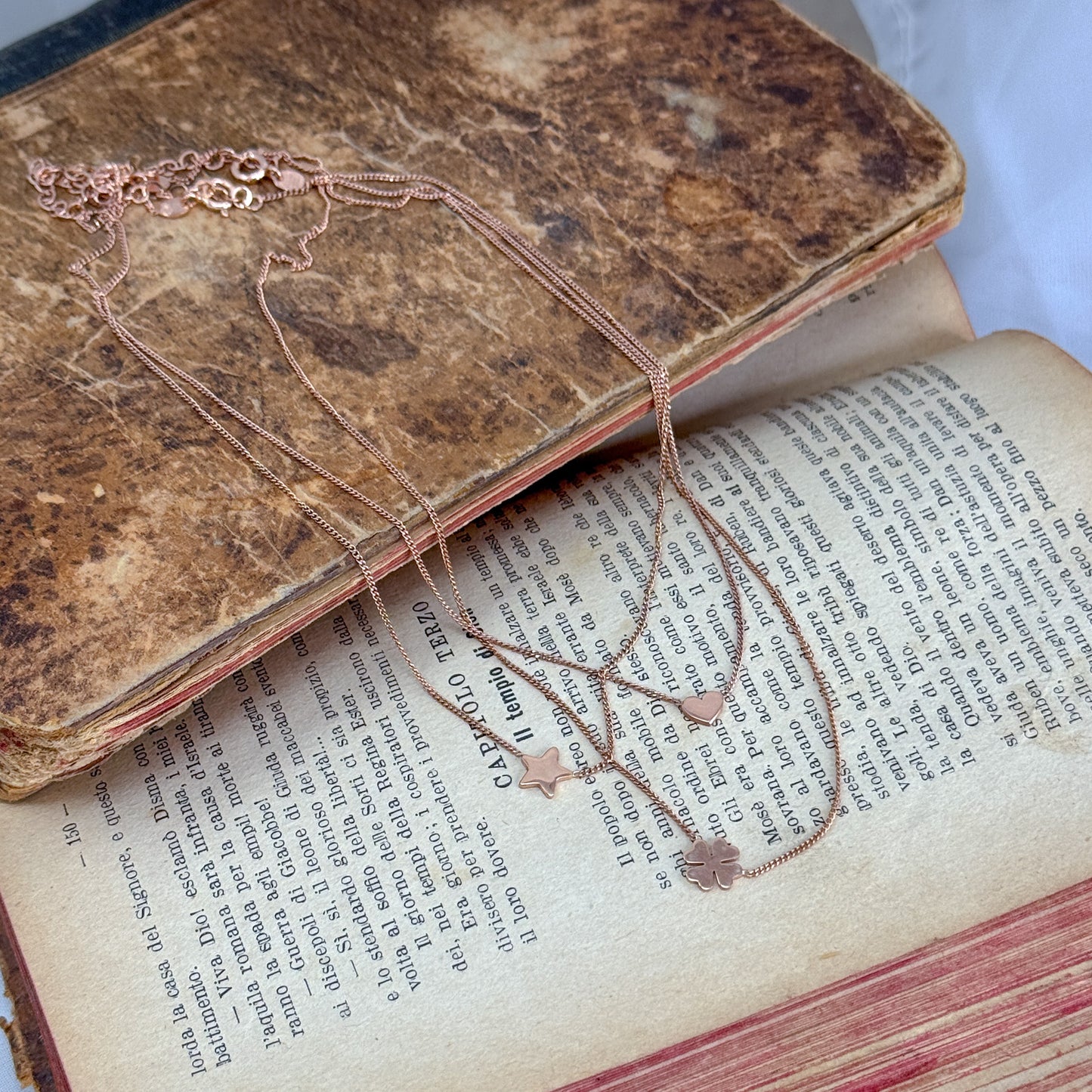 Collana choker catena grumette cm 35 stella - cuore o quadrifoglio in linea in argento 925 rosé ESSENZIALE - Lumiere Bijoux
