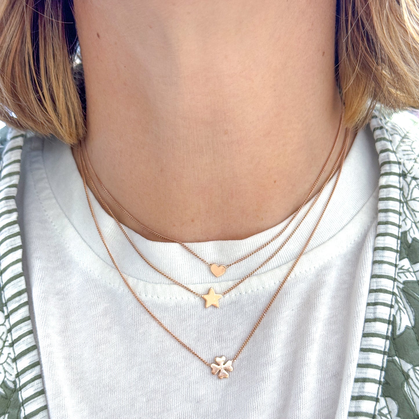 Collana choker catena grumette cm 35 stella - cuore o quadrifoglio in linea in argento 925 rosé ESSENZIALE - Lumiere Bijoux