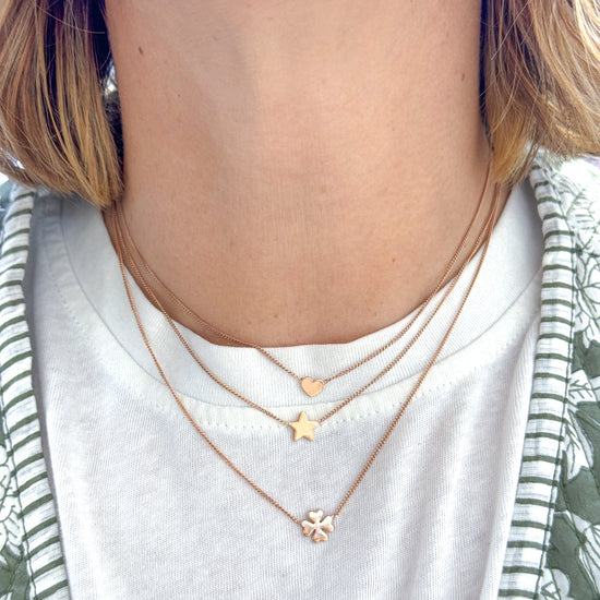 Collana choker catena grumette cm 35 stella - cuore o quadrifoglio in linea in argento 925 rosé ESSENZIALE - Lumiere Bijoux