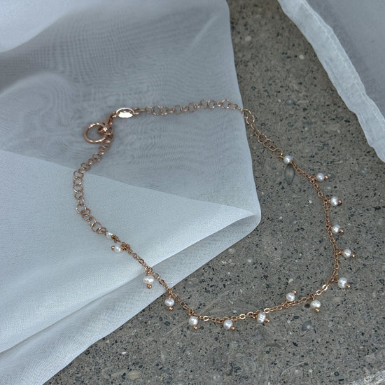 Collana choker catena rolò con microperle tonde pendenti da 0.3cm - Lumiere Bijoux