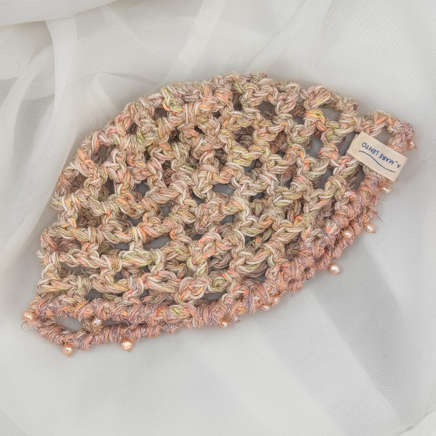 Cupolina Uncinetto con Perle Naturali rosa - Pezzo unico - Collab A_MARELENTO - Lumiere Bijoux