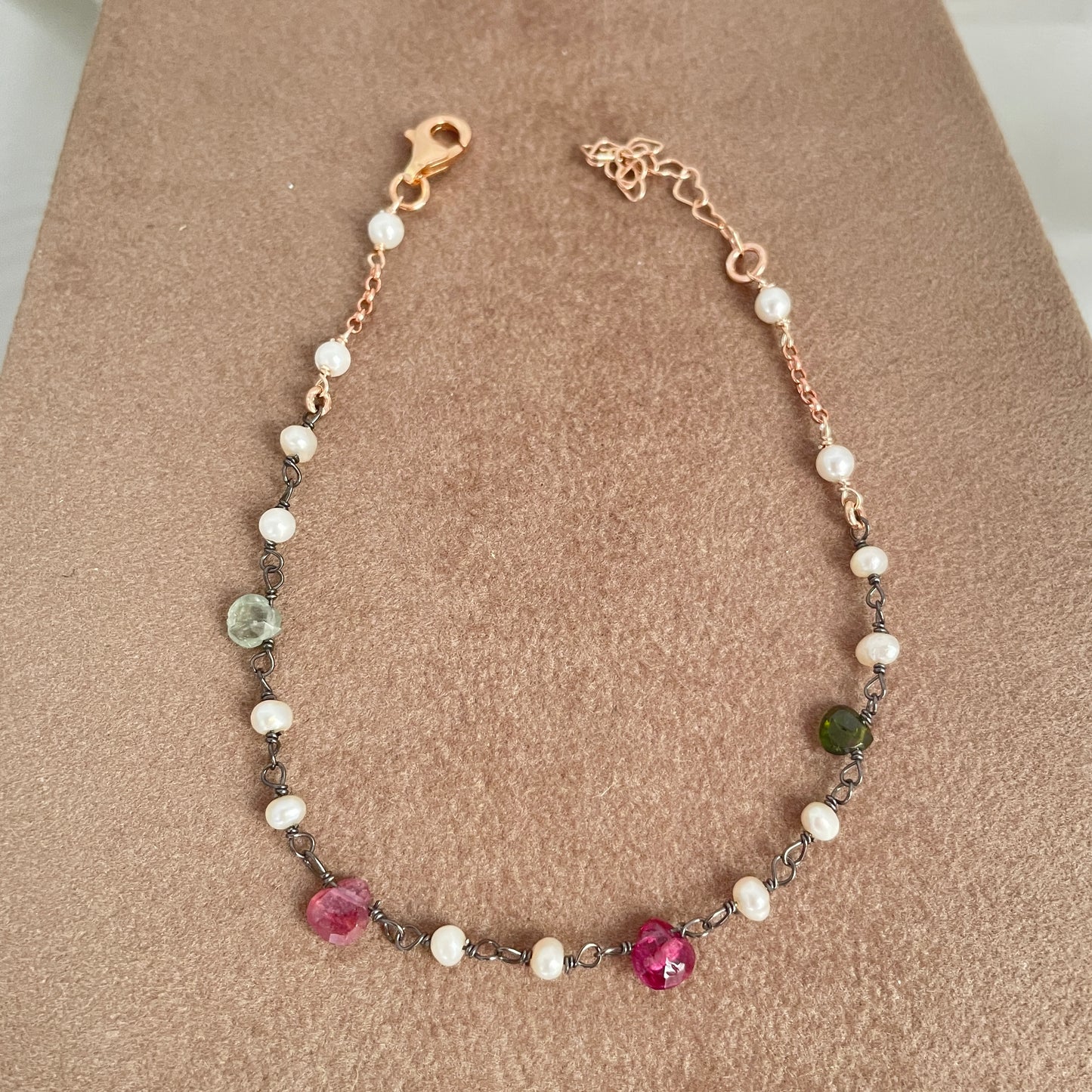 Bracciale pietre e perle cm 17 - pezzi unici - Lumiere Bijoux