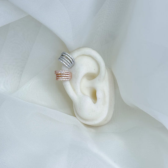 Earcuff in argento a cinque fili di zirconi bianchi