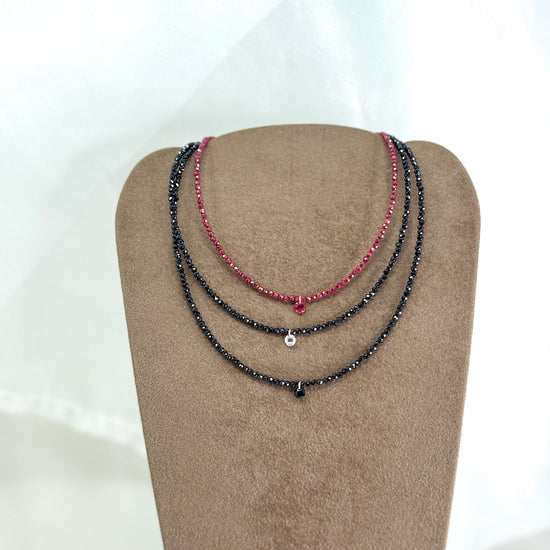 Collana choker 35 cm argento rosé con micro cristalli e zircone pendente - Lumiere Bijoux