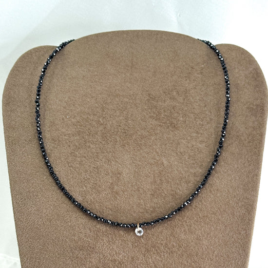 Collana choker 35 cm argento rosé con micro cristalli e zircone pendente - Lumiere Bijoux