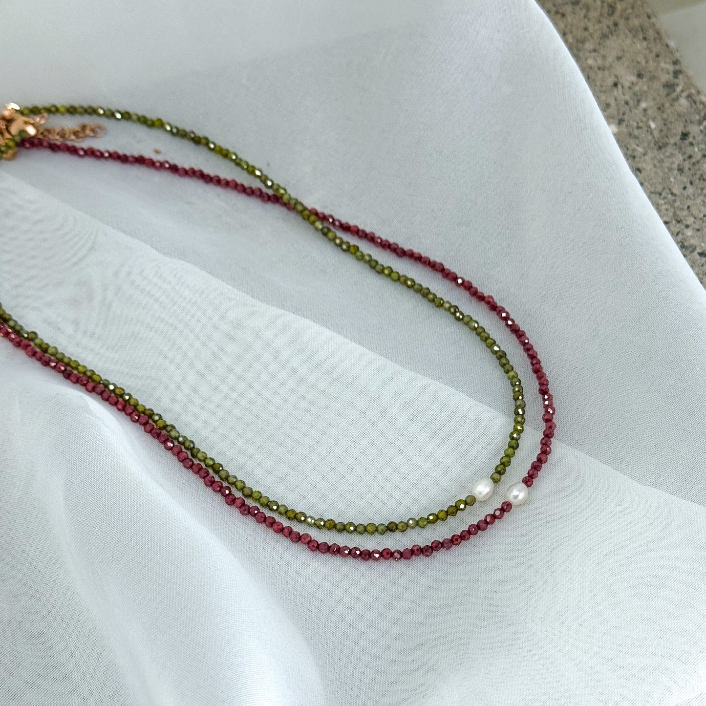 Collane choker Cristalli Colorati e Perla Risino centrale - 35cm - Lumiere Bijoux