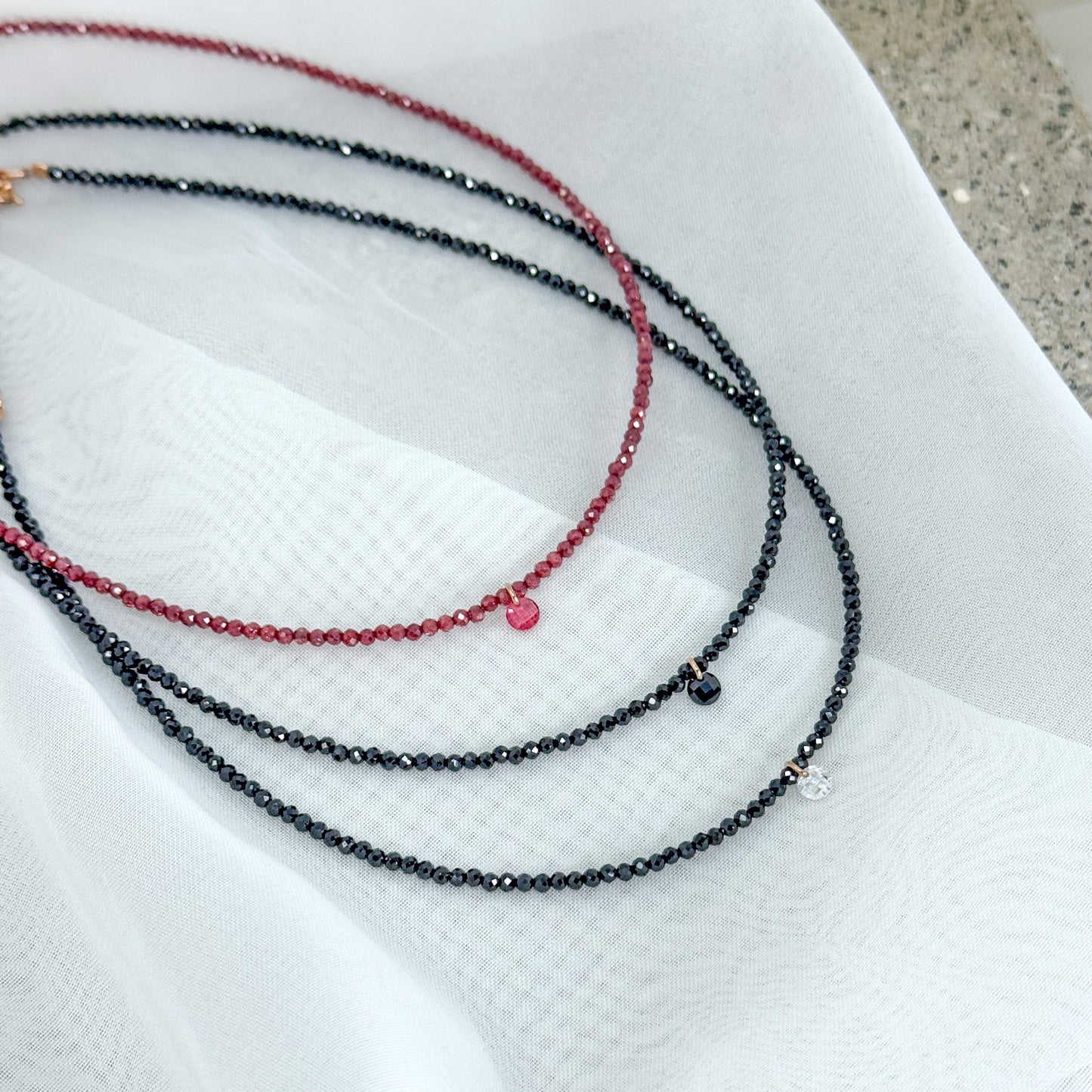 Collana choker 35 cm argento rosé con micro cristalli e zircone pendente - Lumiere Bijoux