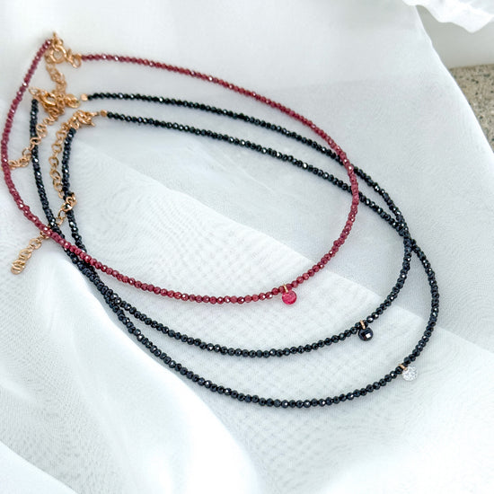 Collana choker 35 cm argento rosé con micro cristalli e zircone pendente - Lumiere Bijoux