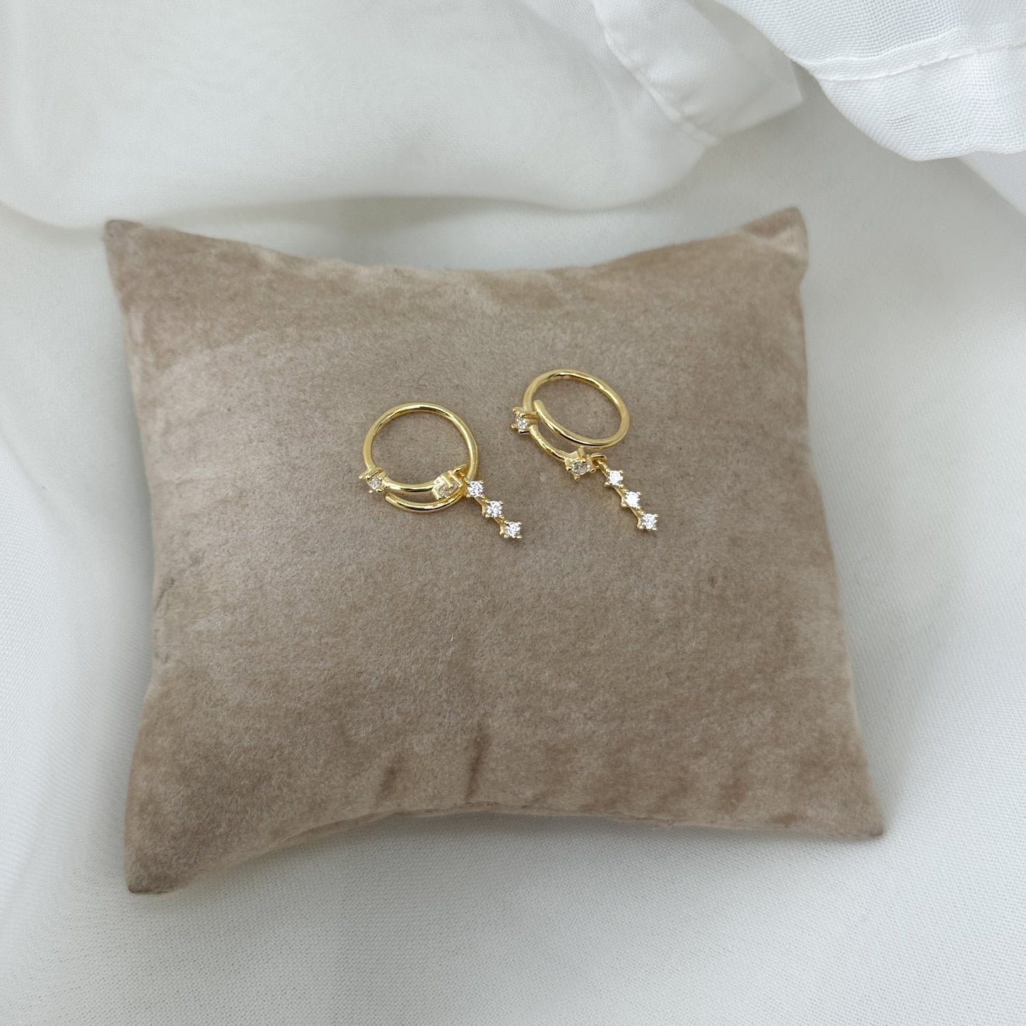 Coppia micro orecchini spirale zirconi pendenti - Lumiere Bijoux