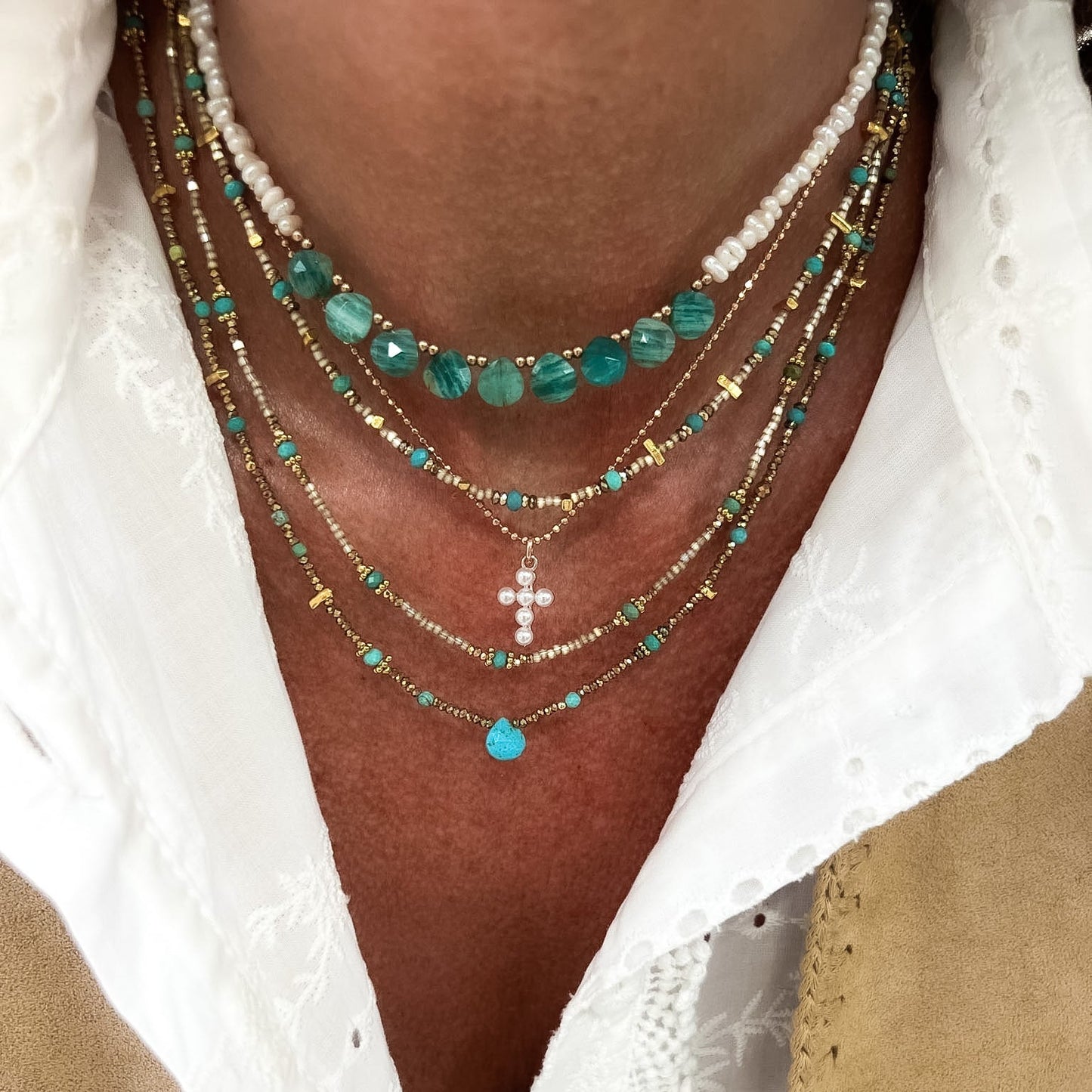 Collana Aura con turchese e pietre Miyuki - Spiritual - Lumiere Bijoux