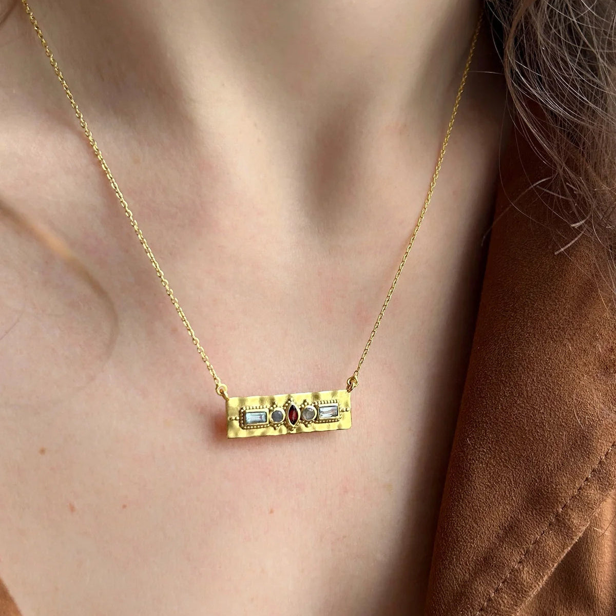 Collana Miski cm 40 con granato labradorite e topazio - Lumiere Bijoux