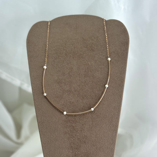 Collana choker tubetti alternata da microperle bianche cm 35 - Lumiere Bijoux